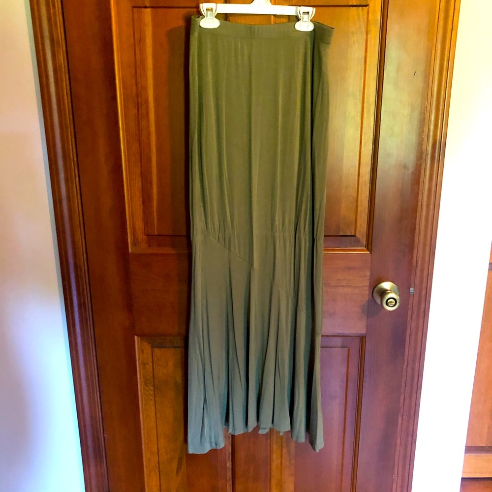 Army green maxi skirt